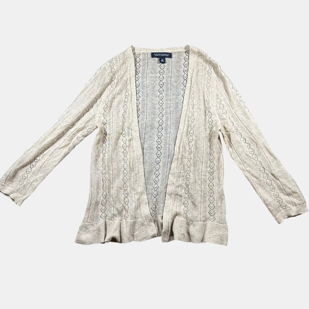 Banana Republic Open Knit Cardigan XS Beige Italian Yarn Lightweight Boho